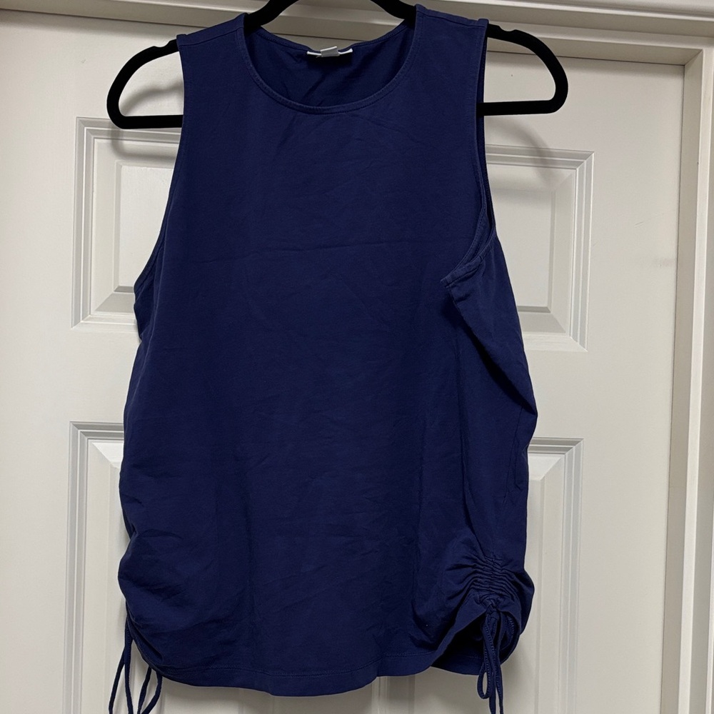 J. Jill cotton and spandex Deep Blue Tank Top size L with scrunched Side Ties